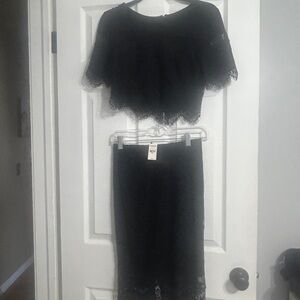 Express Black Lace Midi Skirt